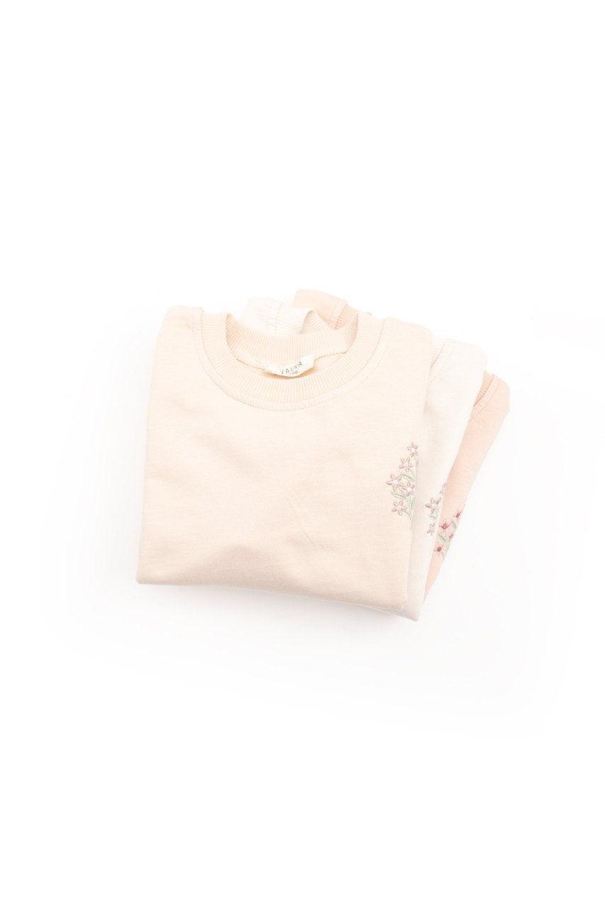 Sweat fleur en coton - Beige clair