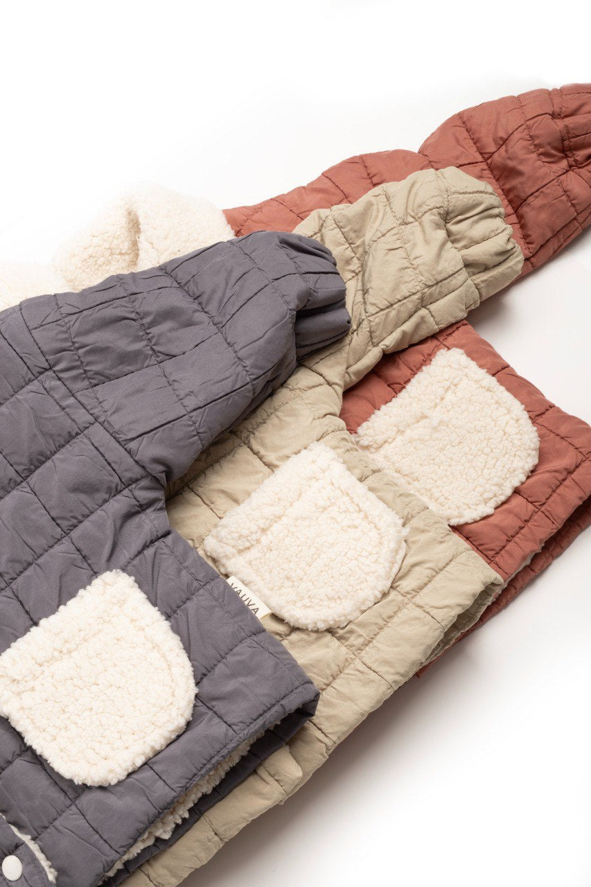 Veste matelassée moumoute - Beige