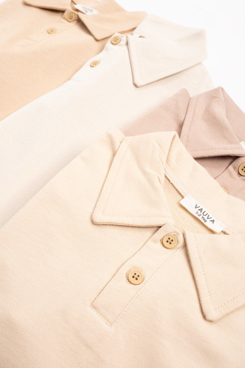 Sweat à col en coton - Beige clair