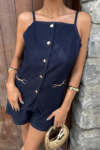 Ensemble short et top à bretelles à dos nu