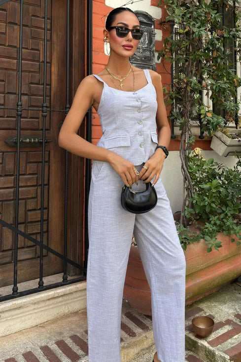 Ensemble pantalon et gilet de costume à bretelles