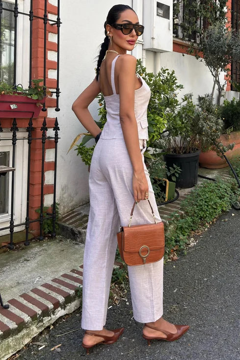 Ensemble pantalon et gilet de costume à bretelles
