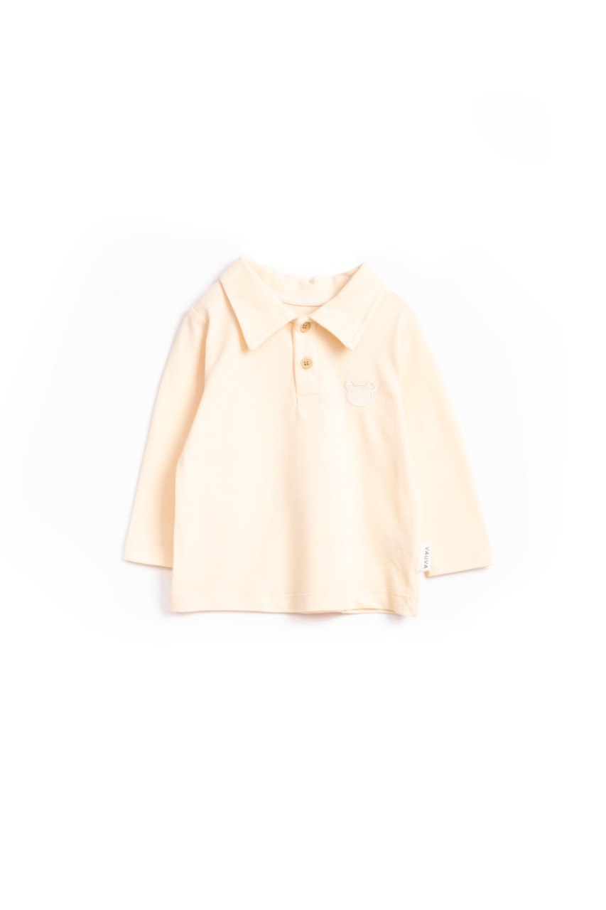 Pull à col ours en coton - Beige