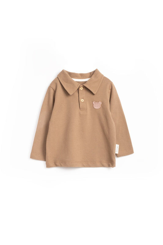 Pull à col ours en coton - Marron