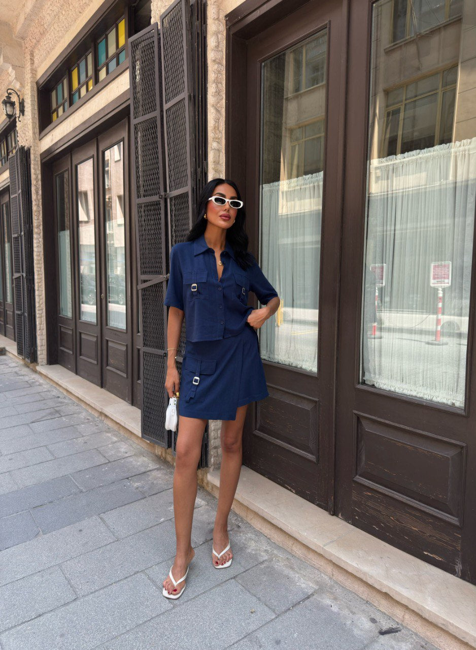 Ensemble jupe-short et chemise manches courtes