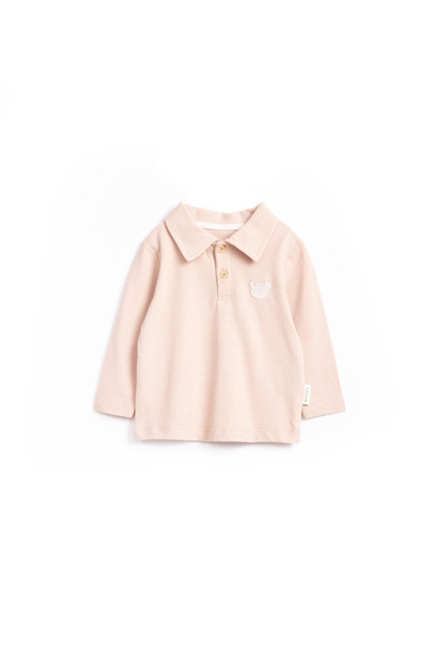 Pull à col ours en coton - Rose