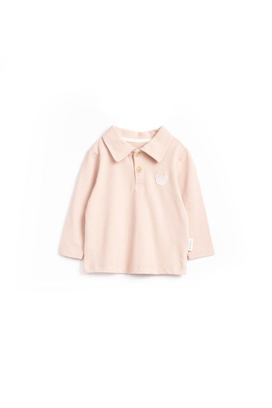 Pull à col ours en coton - Rose