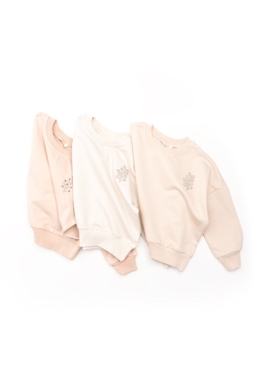 Sweat fleur en coton - Beige clair