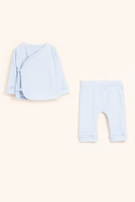 Ensemble évolutif gilet bébé en coton - Bleu
