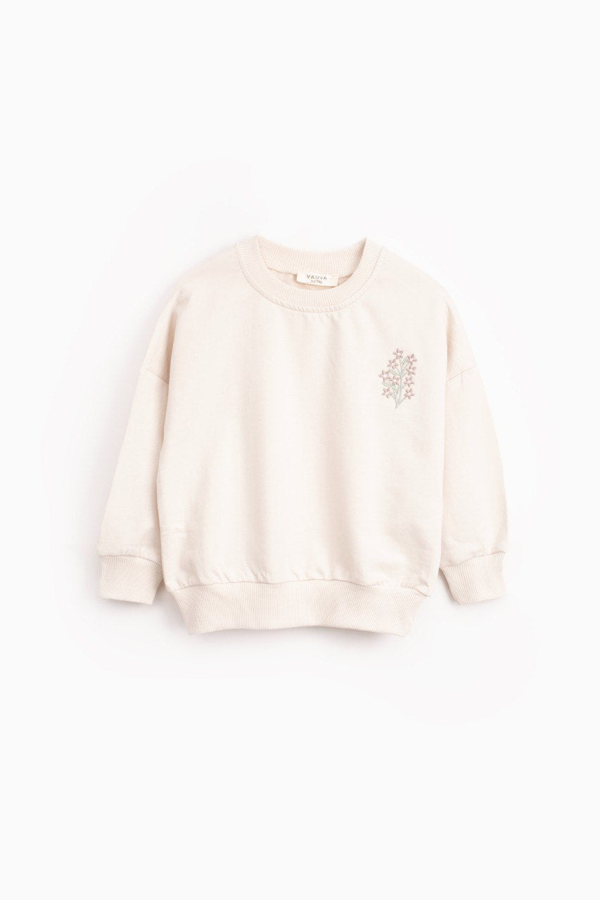 Sweat fleur en coton - Beige clair
