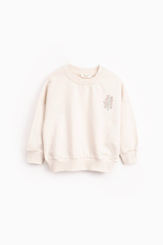 Sweat fleur en coton - Beige clair