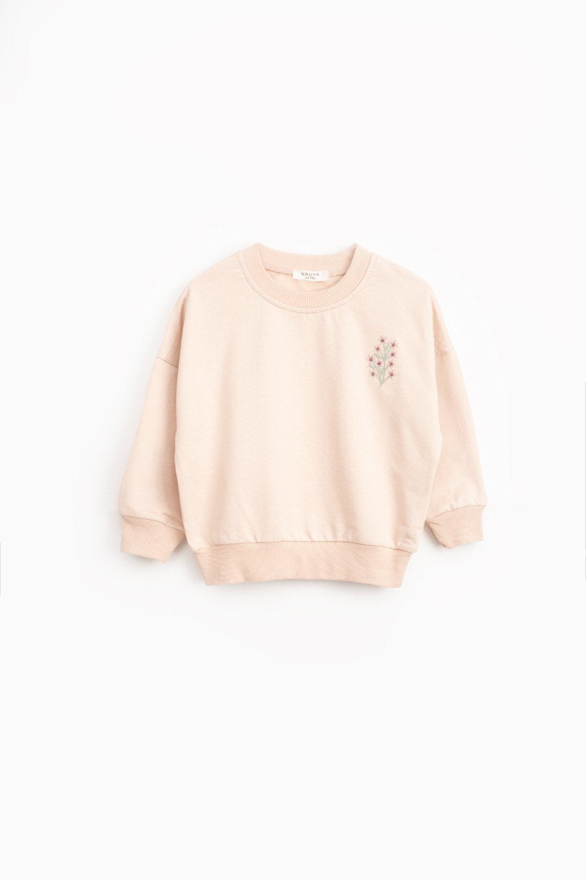 Sweat fleur en coton - Rose