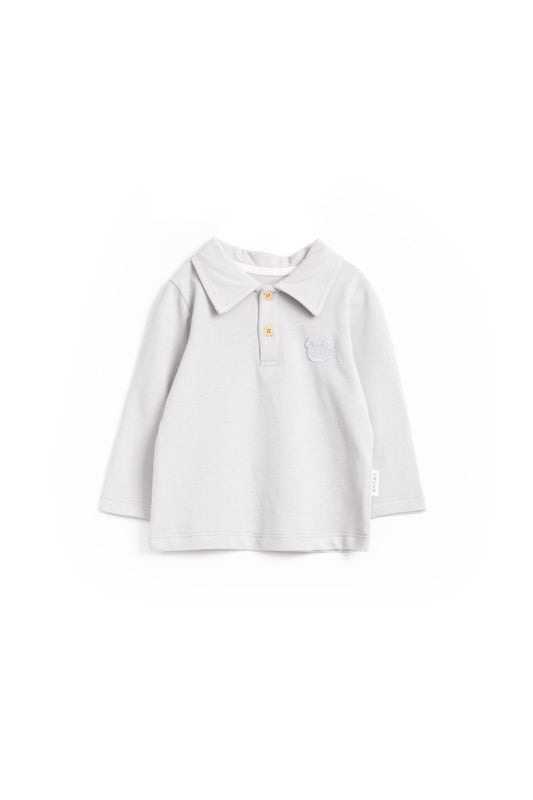 Pull à col ours en coton - Bleu