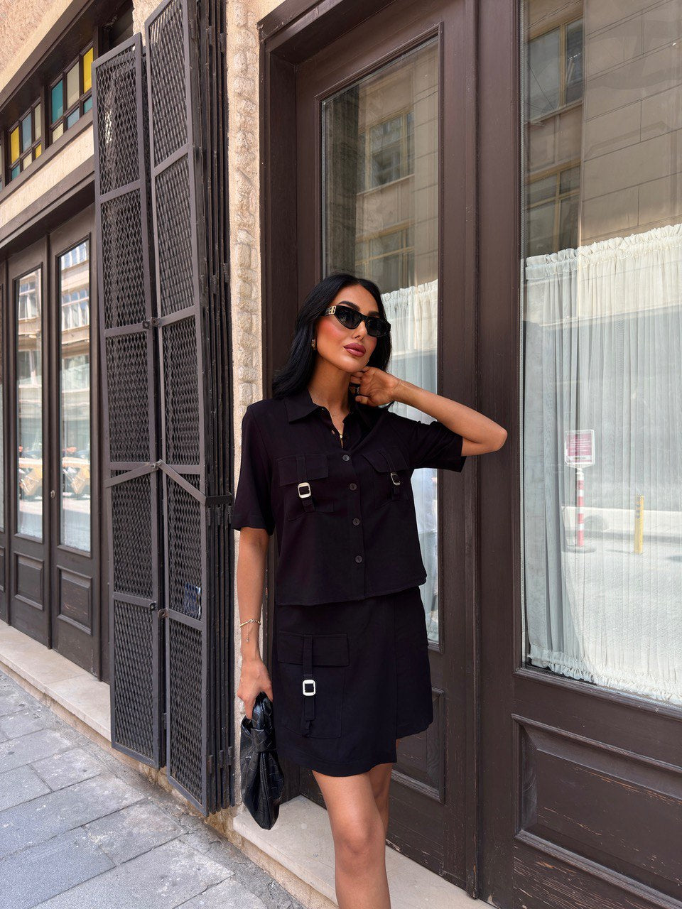 Ensemble jupe-short et chemise manches courtes